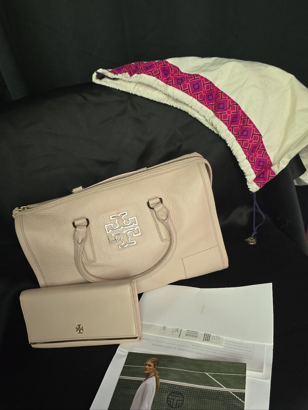 Tory Burch Pale Pink Leather Tote with Matching Wallet